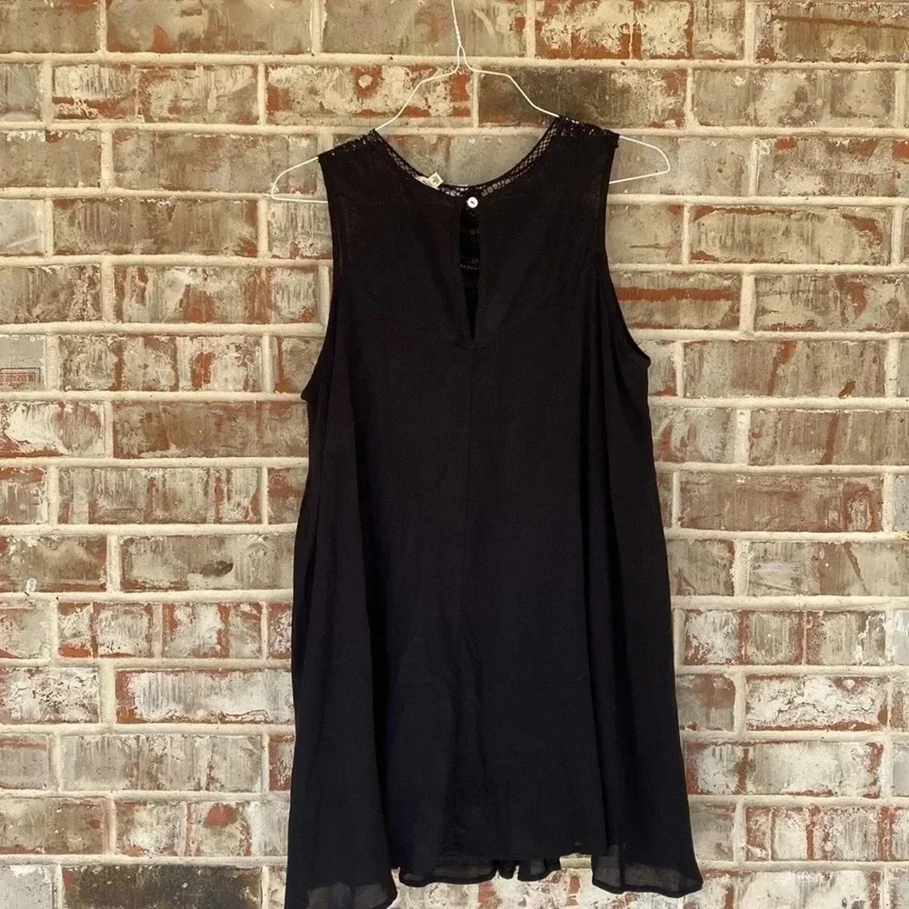 Entro Black Lace Sleeveless‎ Trapeze Swing Boho Dress